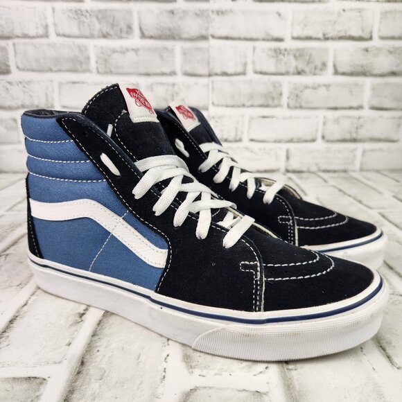 Vans Sk8-Hi Women's Sz 9.5 Blue Black Suede Athletic Skater Hi-Top Sneaker Shoes - Picture 1 of 11